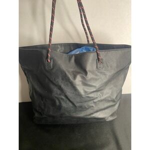 Tommy Hilfiger Sport Black Saffiano Faux Leather Tote Bag Rope Handles RN77806